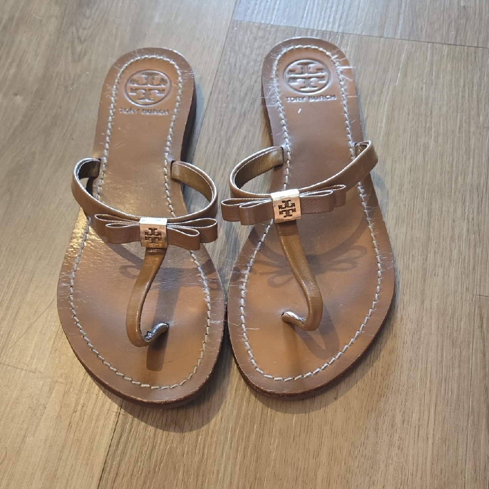 Tory Burch Brown Leather Thong Sandals